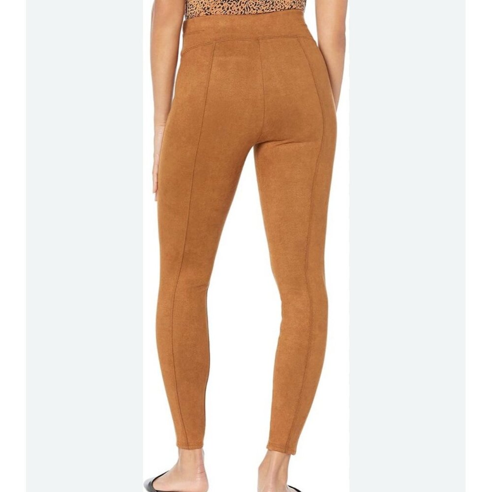 Spanx Leggings Womens 1X/1T Brown Faux Suede Stretch Ankle Brown‎ Athleisure